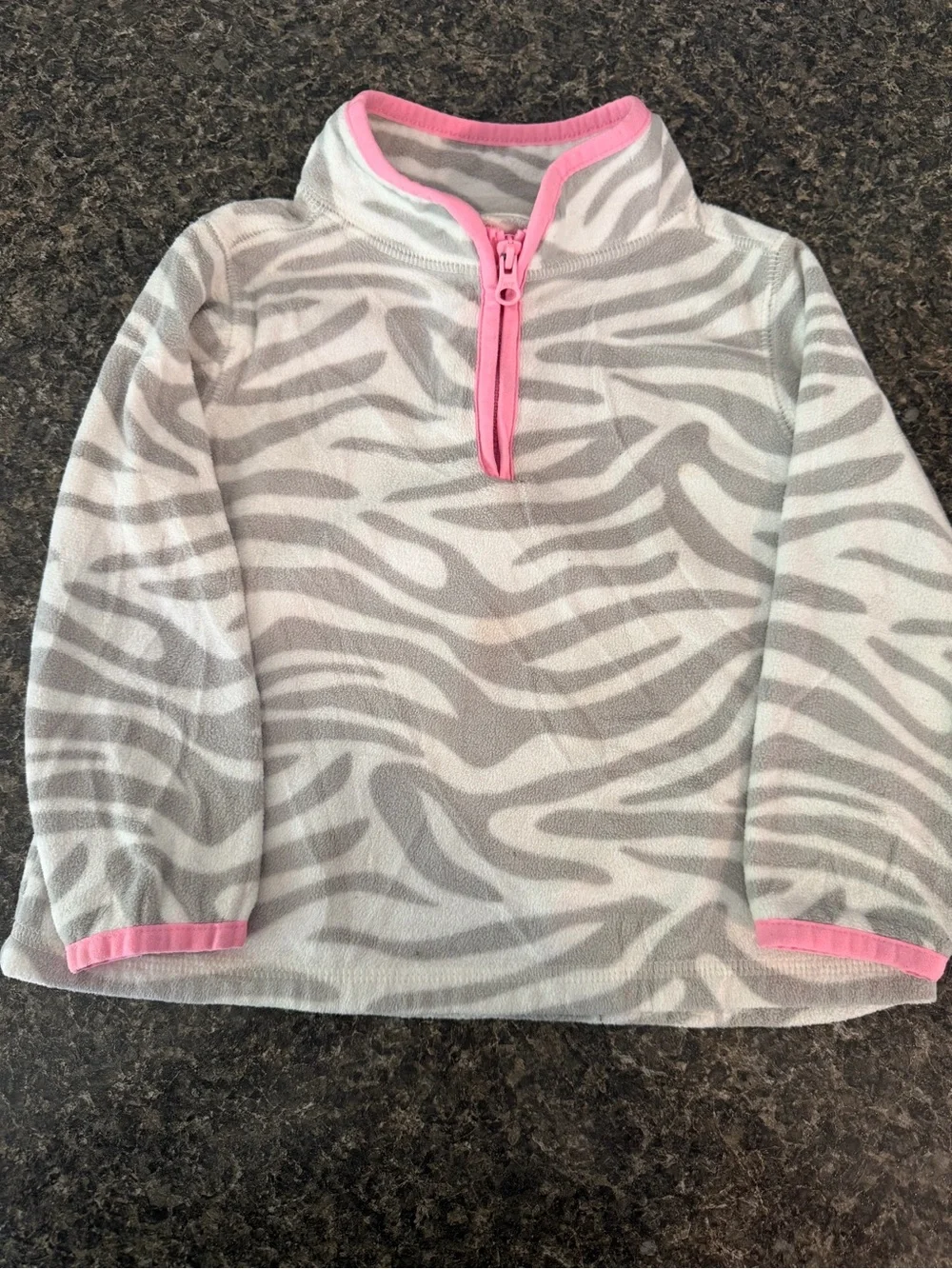 ⭐️OshKosh B'gosh Gray Zebra Fleece Pullover with Pink Trim